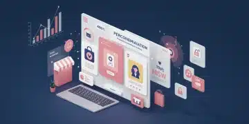 AI-driven personalized e-commerce interface showing product recommendations and conversion rate growth