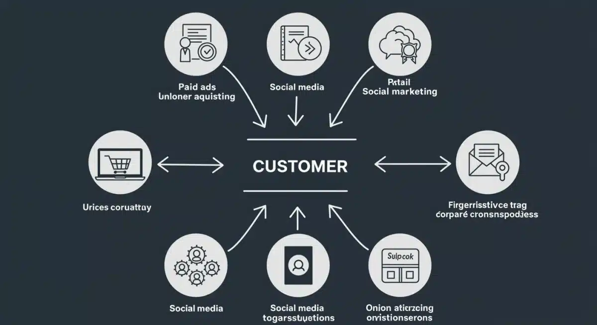 Infographic showing diverse customer acquisition channels for online stores