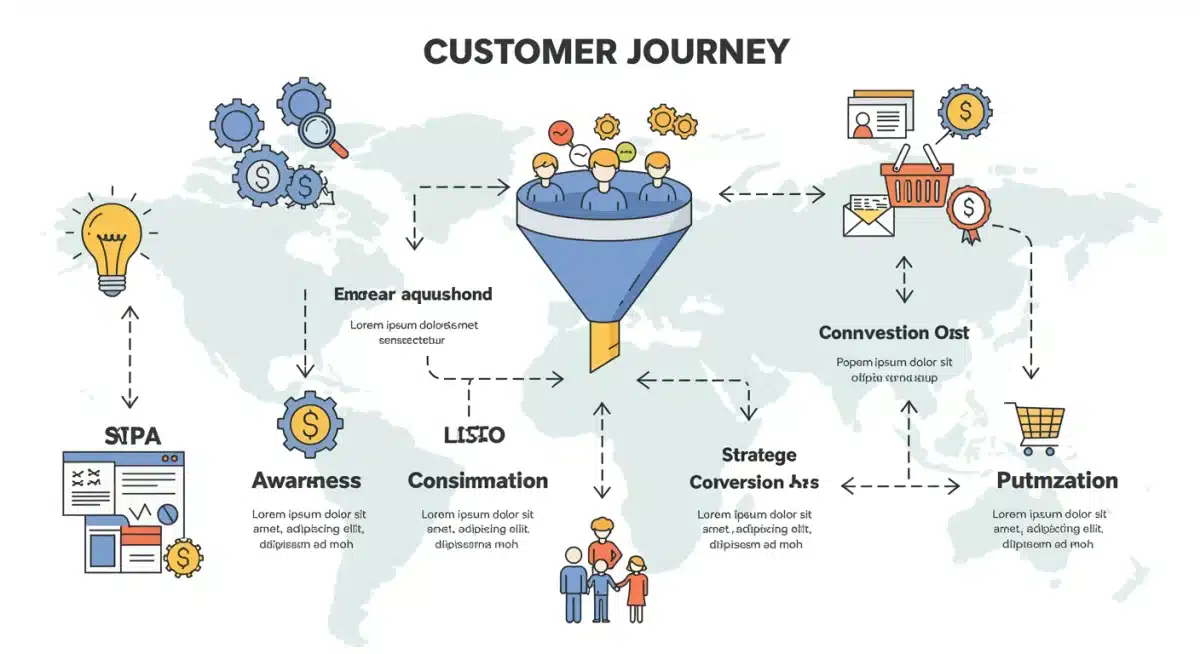 Customer journey map infographic for digital marketing strategy