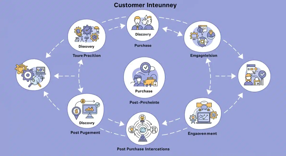 Infographic showing customer journey with personalized touchpoints to encourage repeat purchases.