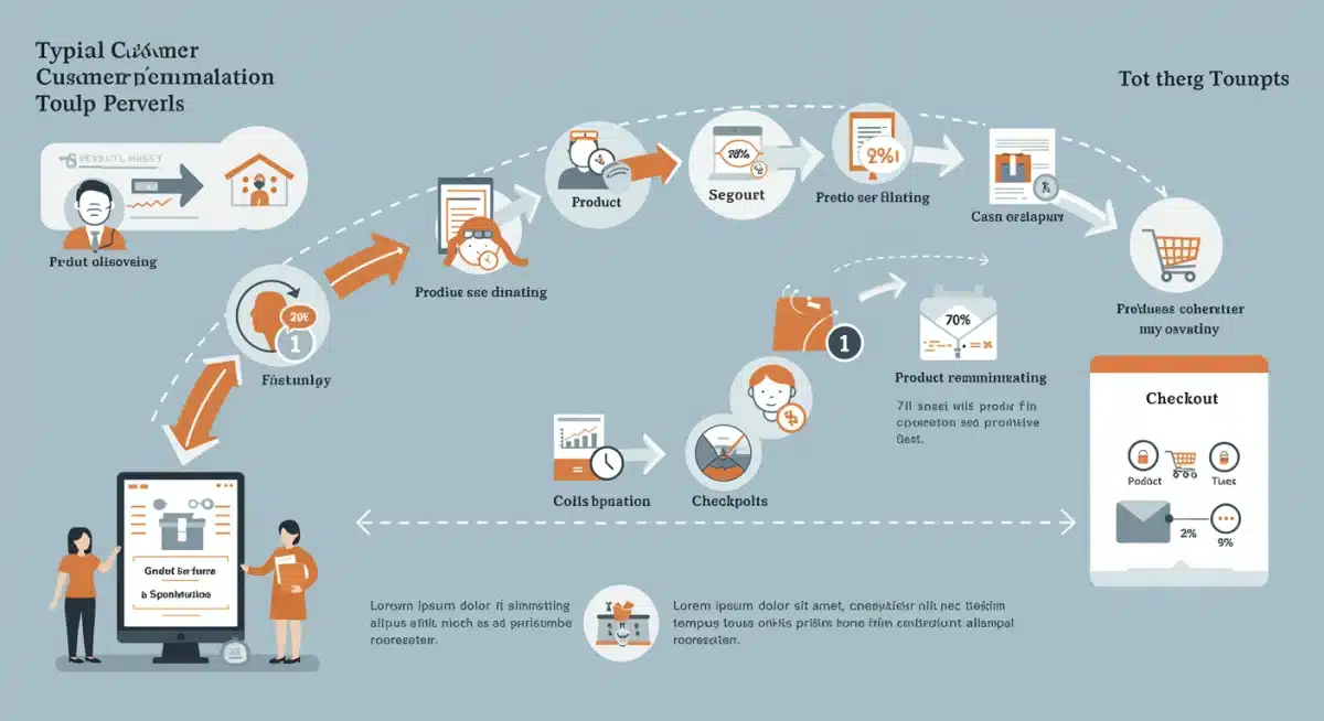 Infographic illustrating customer journey and key touchpoints for effective product recommendations.
