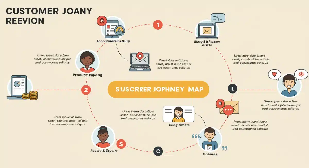 Customer journey map illustrating engagement and retention strategies for subscription services.