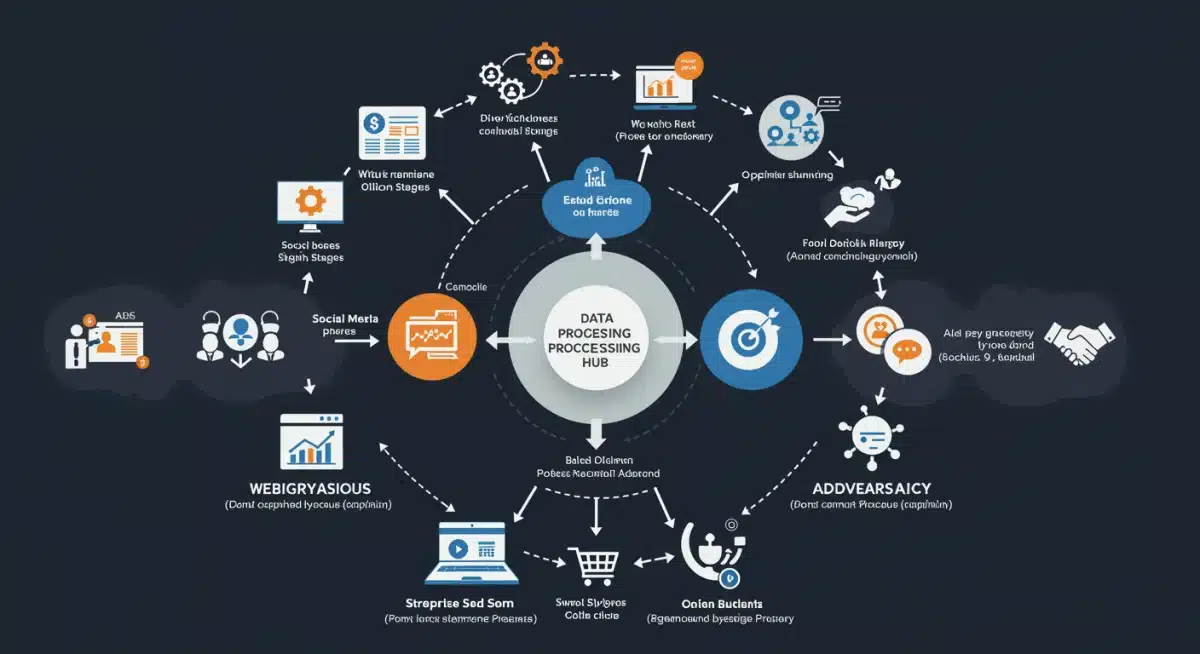 Customer lifecycle stages and data collection points infographic