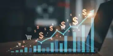 Graph illustrating a 15% profit margin increase in US e-commerce Q4 2024 to Q1 2025