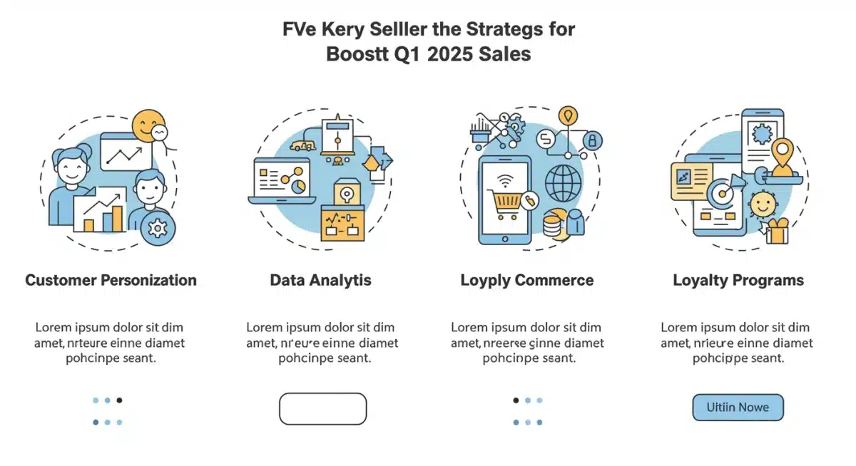 Infographic detailing five seller strategies for boosting Q1 2025 e-commerce sales.