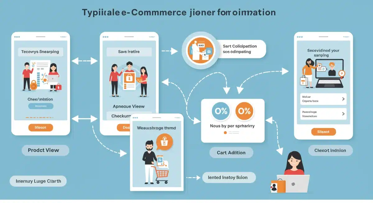 Infographic depicting the mobile e-commerce customer journey and optimization touchpoints.