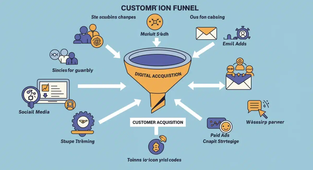 Infographic illustrating optimized digital marketing channels for reduced customer acquisition cost.