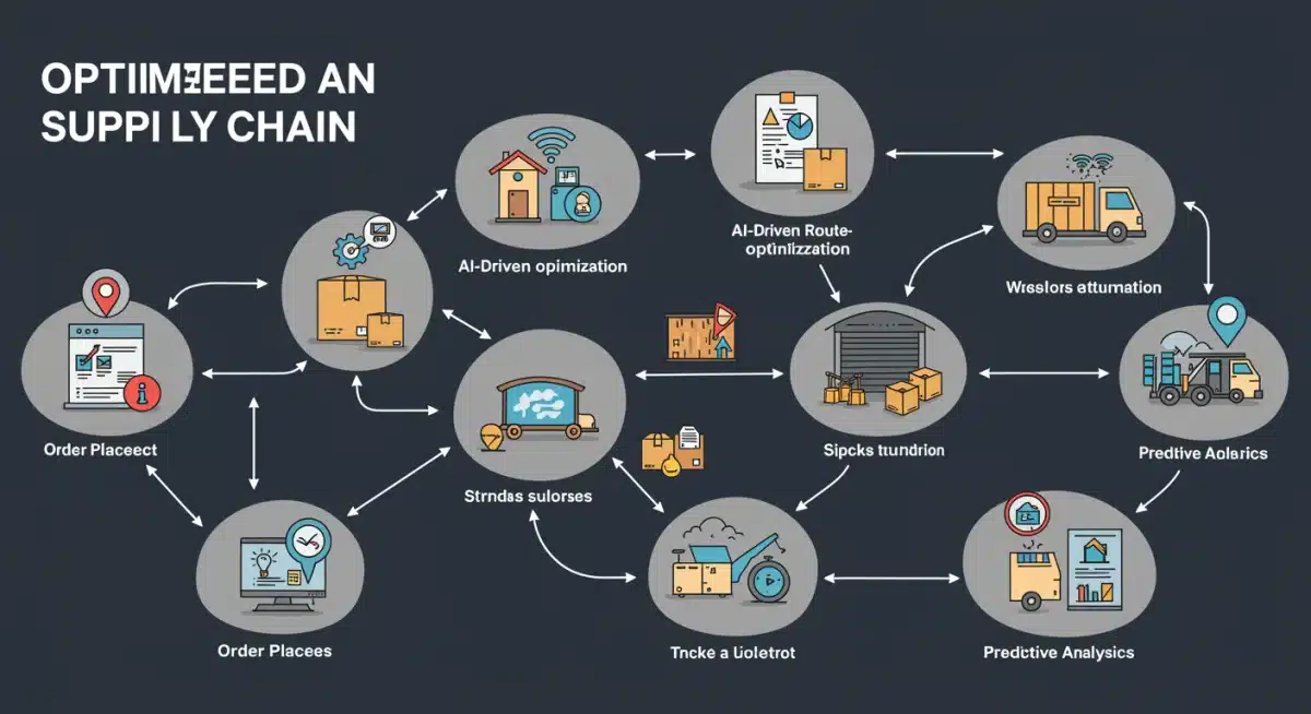 Infographic showing optimized supply chain with AI and automation
