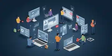 Digital screens displaying personalized e-commerce experiences for diverse customers, highlighting scale and engagement.