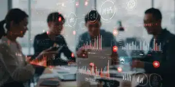 Digital dashboard with sentiment analysis results showing positive and negative feedback trends for product development.