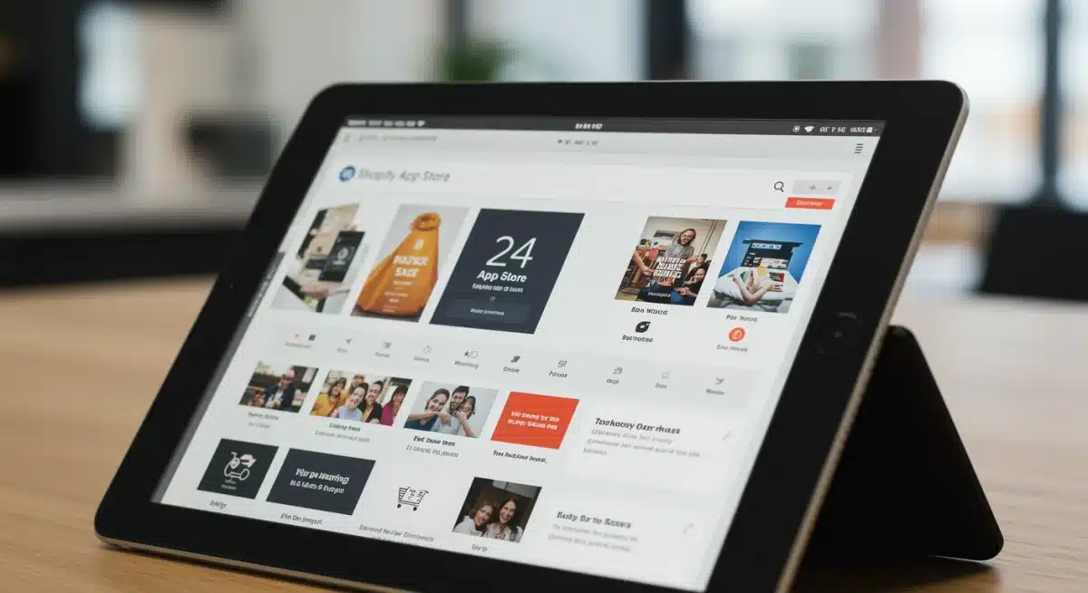 Shopify app store interface showcasing diverse marketing tools for e-commerce businesses.