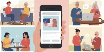 Diverse US consumers engaging in online shopping across multiple devices and environments.